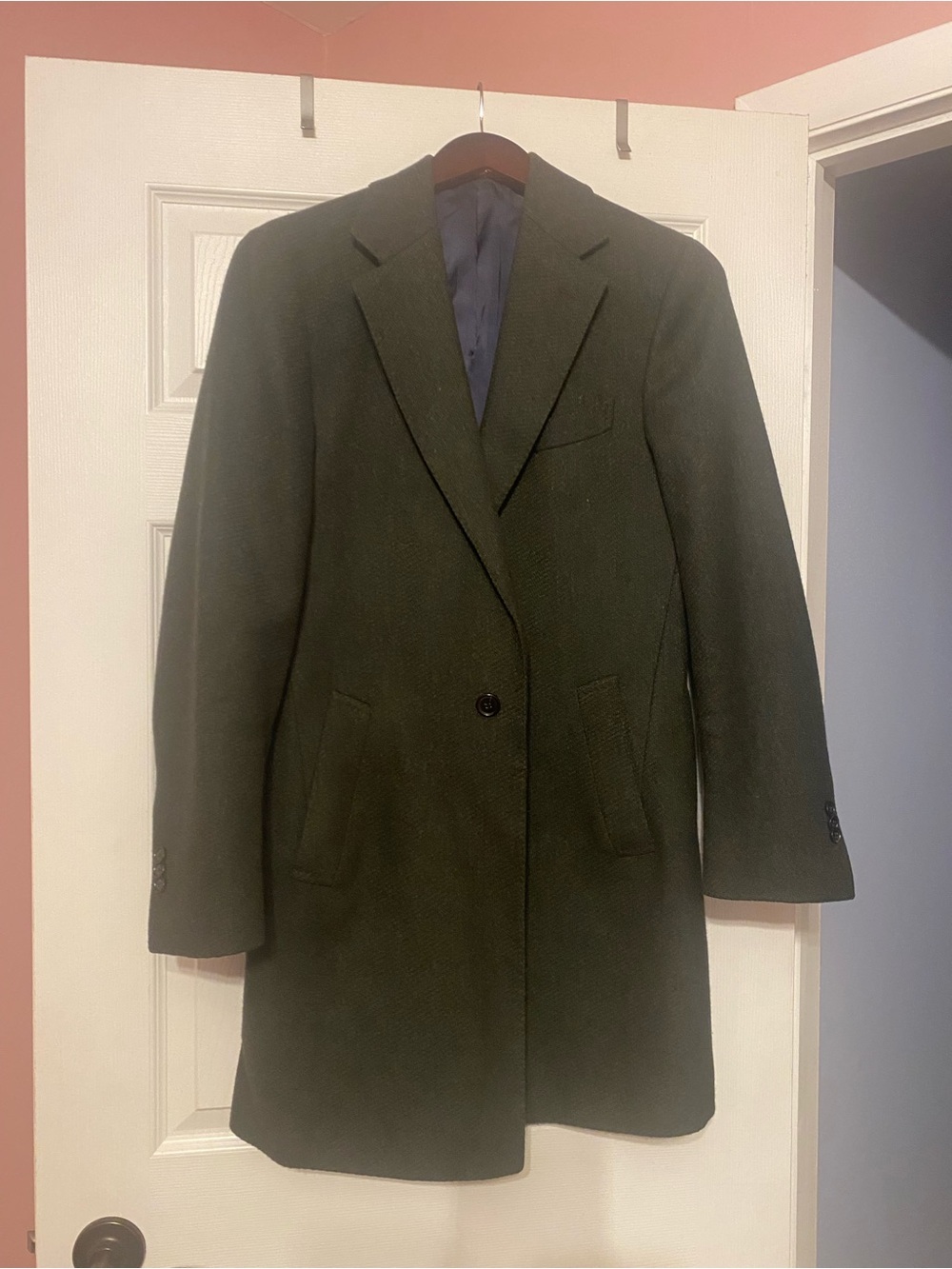 Suitsupply Men's Olive Green Overcoat